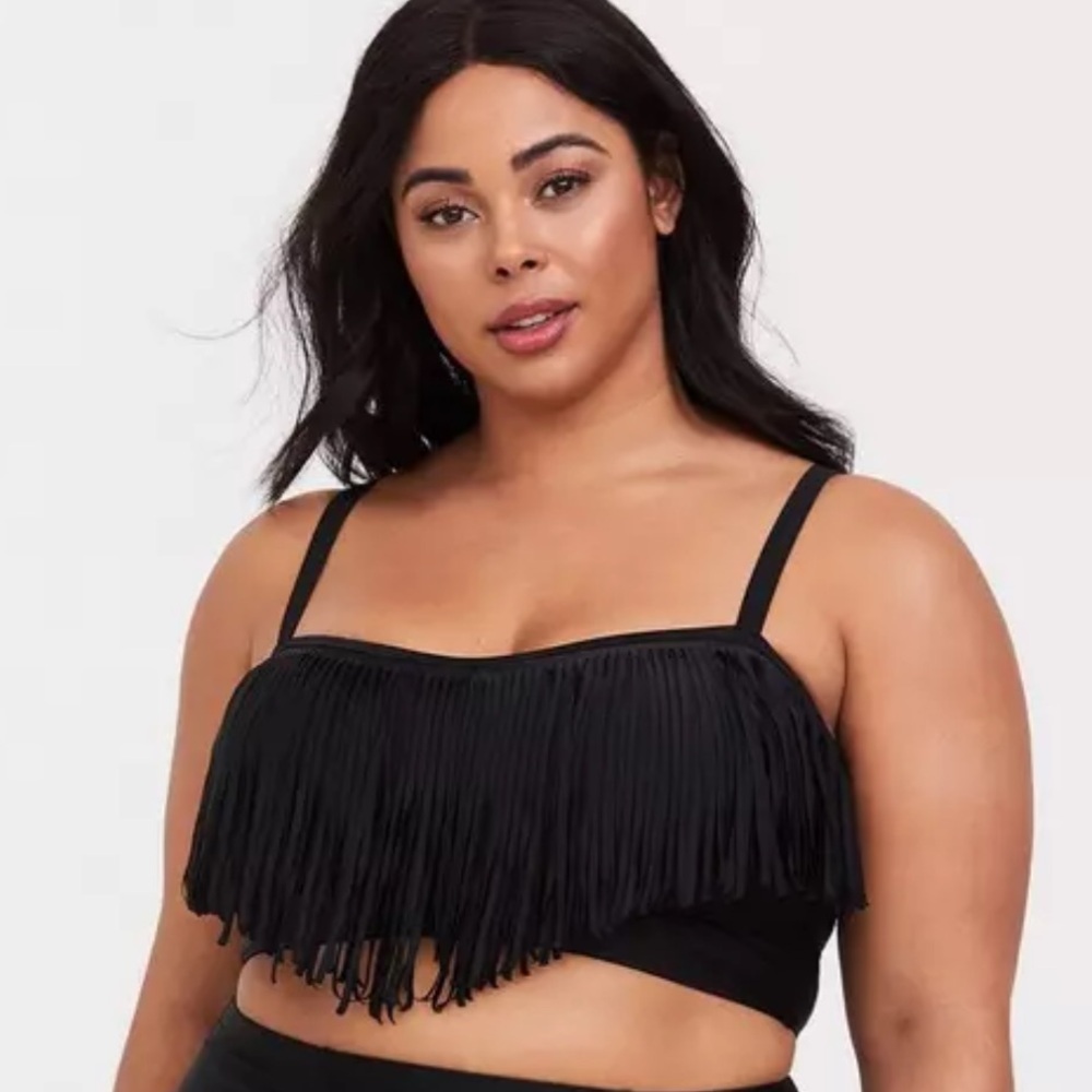 TORRID Black Fringe Swim Top - Size 3 GUC
